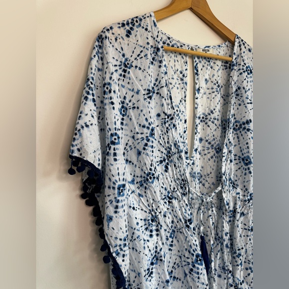 Blue Tie-dye Beach Coverup 100% cotton - Picture 6 of 8
